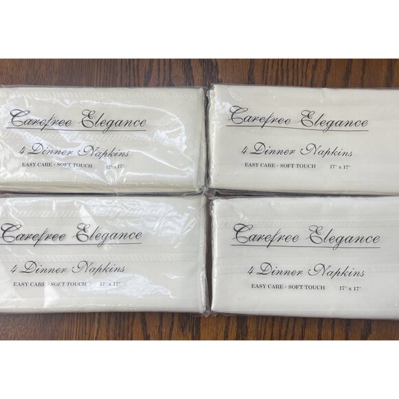 4 Bardwil Dinner Napkins Pack Ivory Linen Easy Care Soft Touch 17" x 17" New 16 - Picture 1 of 5